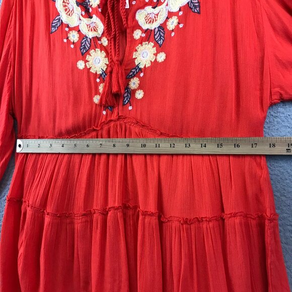 Free People Embroidered Boho Peasant Tunic Top With Floral Detailing XS - Picture 13 of 16